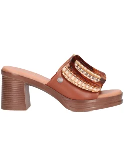 Sandalo con tacco largo Refresh Vegan da donna cuoio