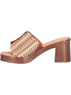 Sandalo con tacco largo Refresh Vegan da donna cuoio