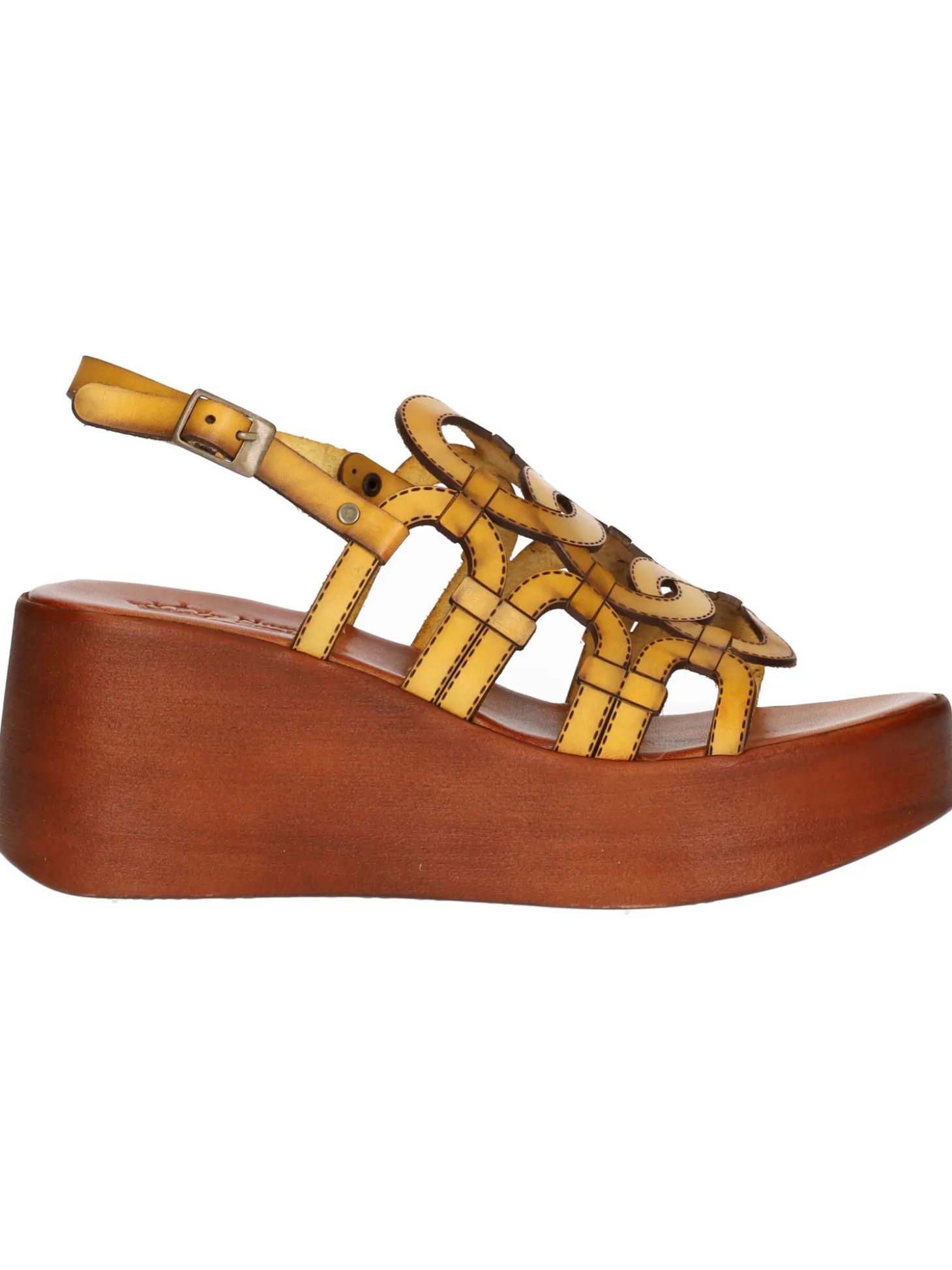 Sandalo con zeppa Nuova Cuoieria da donna giallo