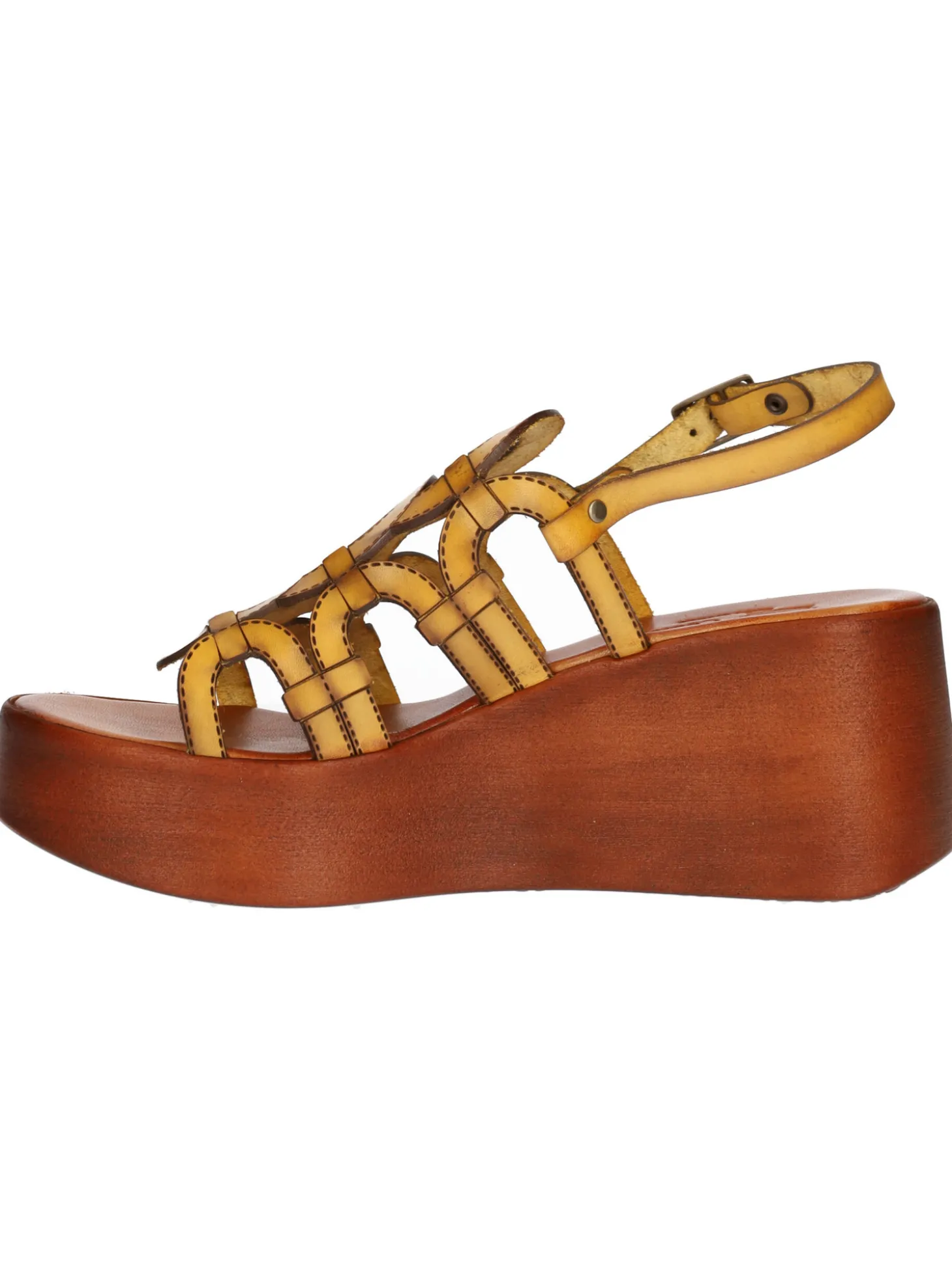 Sandalo con zeppa Nuova Cuoieria da donna giallo