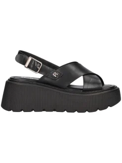 Sandalo con zeppa Refresh Vegan da donna nero