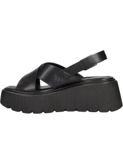 Sandalo con zeppa Refresh Vegan da donna nero