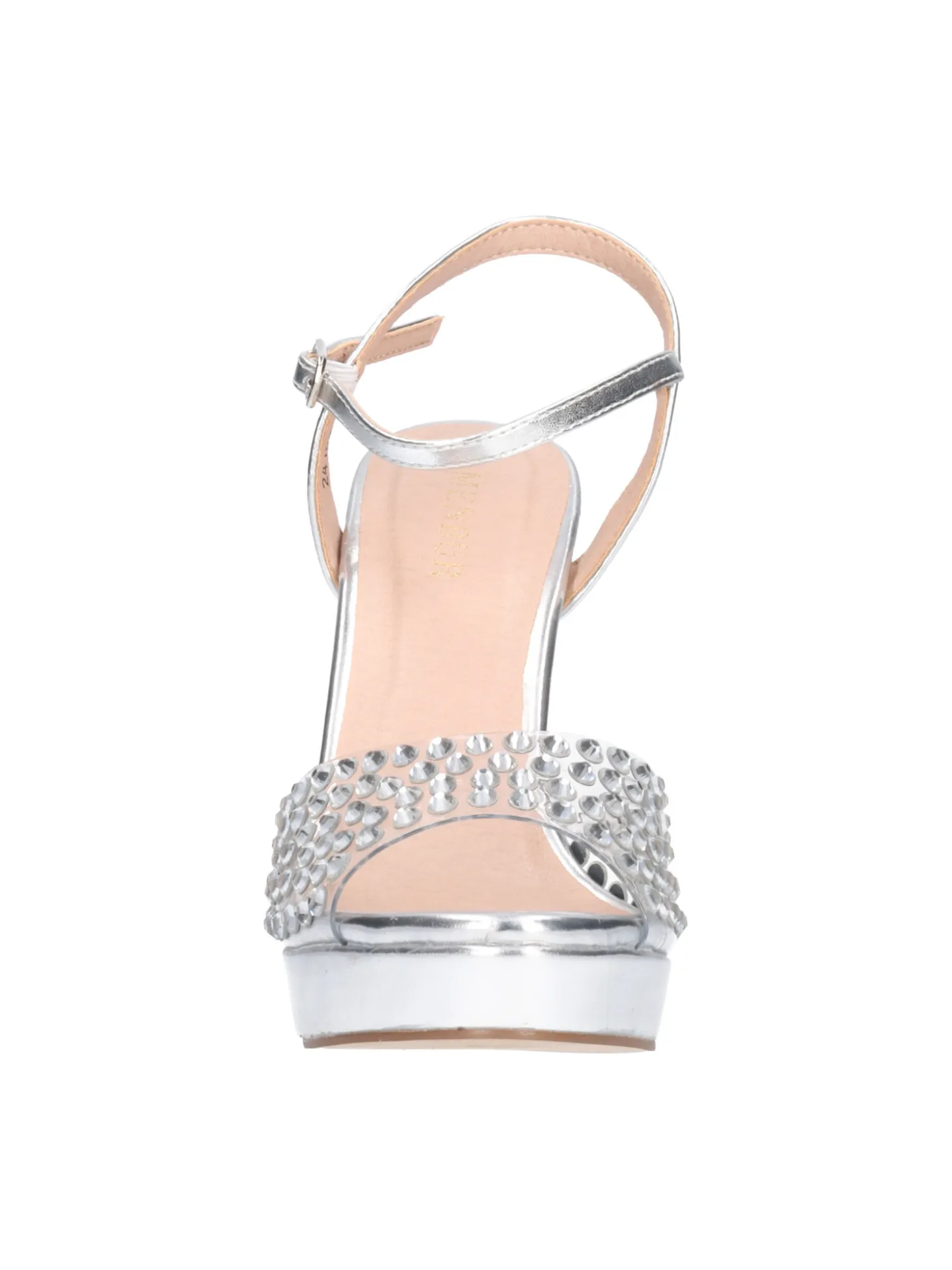 Sandalo tacco largo Menbur da donna argento